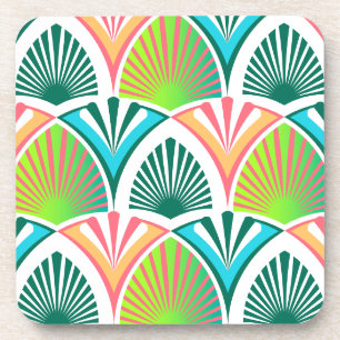 Posavasos Patrón geométrico con hojas de palma y flores