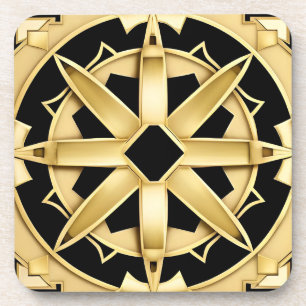Posavasos Patrón geométrico dorado Art Déco
