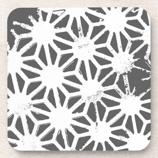 Posavasos Patrón geométrico gris de carbón vegetal (Frente)