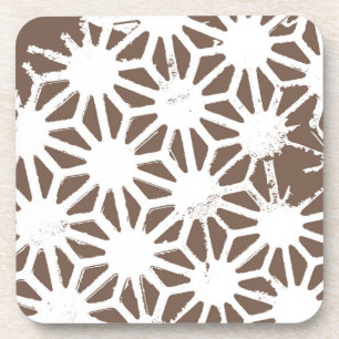 Posavasos Patrón geométrico marrón y blanco