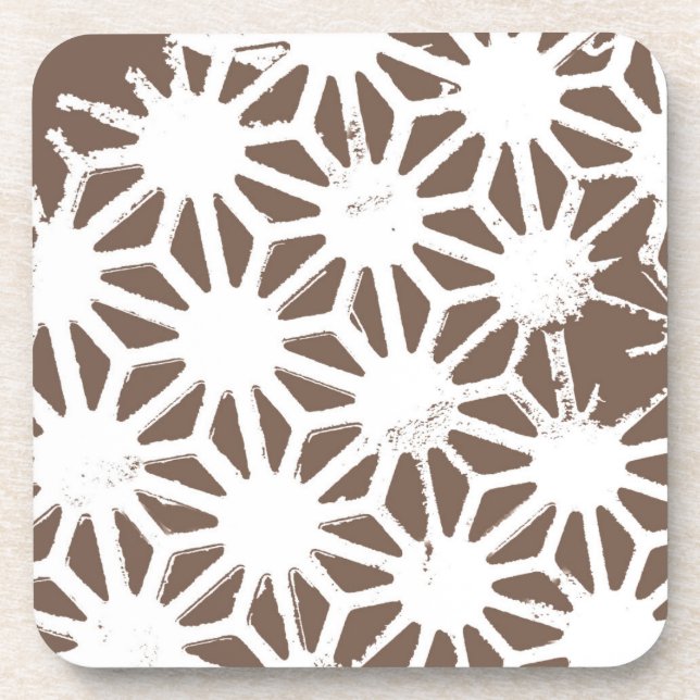 Posavasos Patrón geométrico marrón y blanco (Frente)