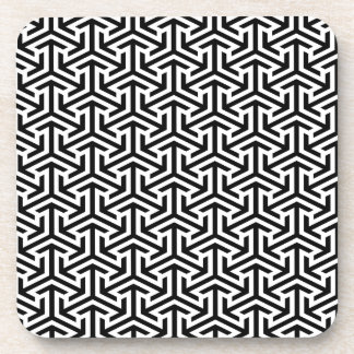 Posavasos patrón geométrico moderno en blanco y negro
