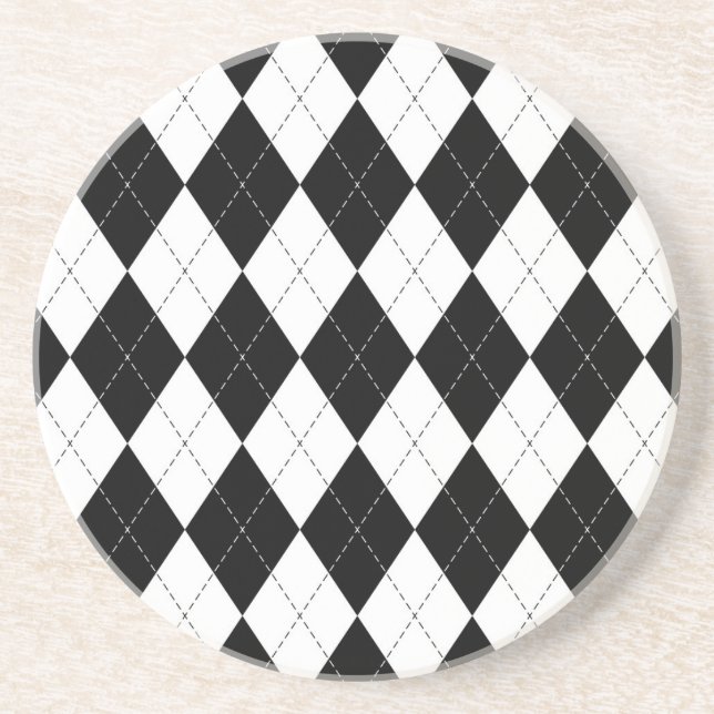 Posavasos Patrón geométrico negro blanco (Frente)