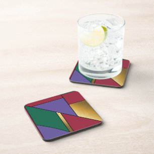 Posavasos Patrón geométrico oro Púrpura rojo verde
