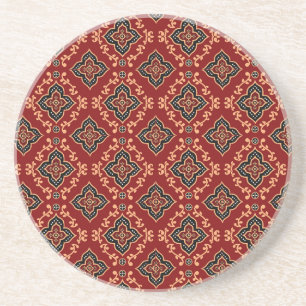 Posavasos Patrón geométrico rojo / impresión india