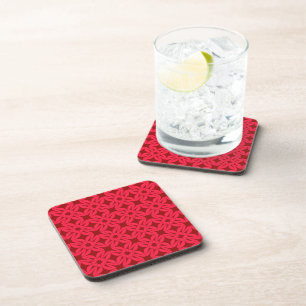 Posavasos Patrón geométrico rojo ornamentado