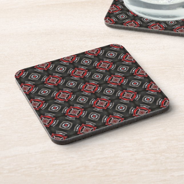 Posavasos Patrón geométrico rojo y negro (Lado Izquierdo)
