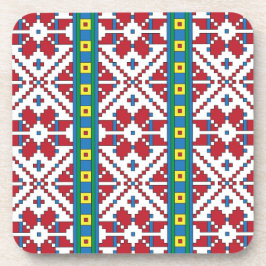 Posavasos Patrón geométrico tribal de estrellas rojas, azule