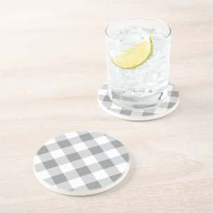 Posavasos Patrón Gingham Gris Y Blanco