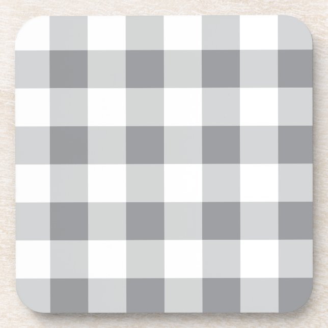 Posavasos Patrón Gingham Gris Y Blanco (Frente)