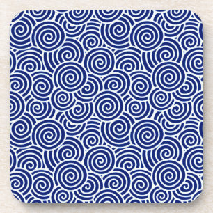 Posavasos Patrón giratorio japonés - azul marino y blanco