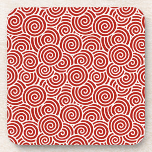Posavasos Patrón giratorio japonés - rojo profundo y blanco