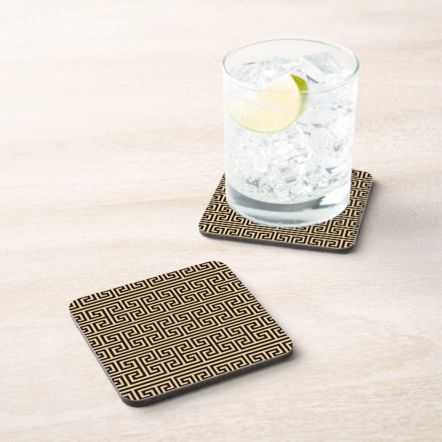 Posavasos Patrón Griego Meandro Clave Cuadrado H Marrón (Lado Derecho)