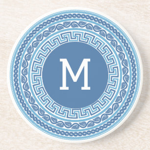 Posavasos Patrón griego monograma personalizado