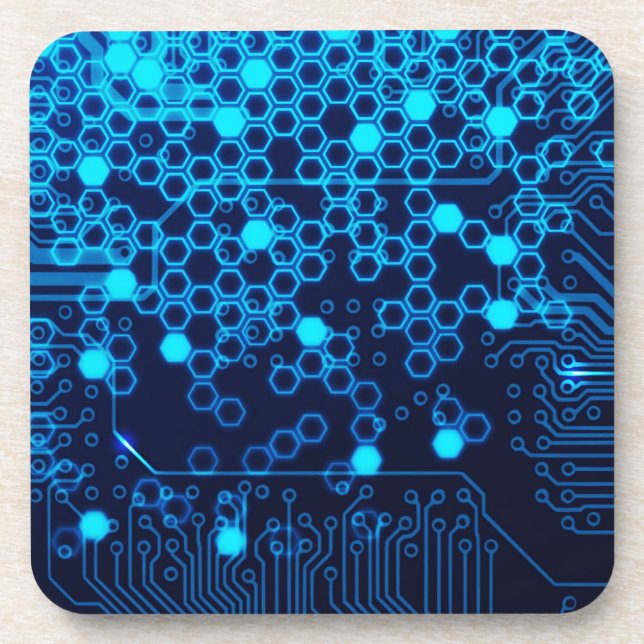 Posavasos Patrón hexagonal de placa de circuito electrónico  (Frente)
