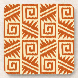 Posavasos Patrón Ikat Aztec - Mandarín y Naranja ligero