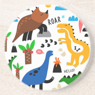 Posavasos Patrón ininterrumpido de dinosaurios