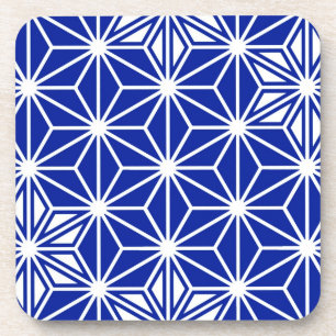 Posavasos Patrón japonés de Asanoha - azul cobalto