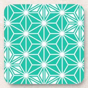 Posavasos Patrón japonés de Asanoha - azul pavo real