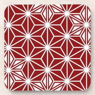Posavasos Patrón japonés de Asanoha - rojo oscuro