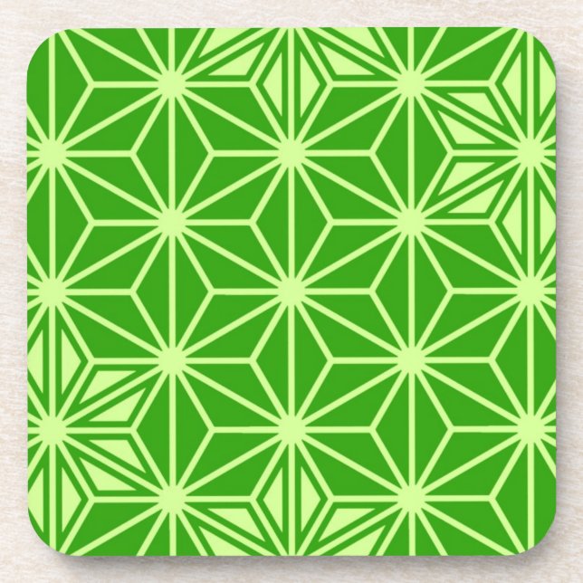Posavasos Patrón japonés de Asanoha - verde lima (Frente)