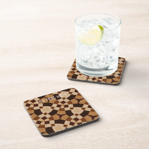 Posavasos Patrón Kaleidoscopio Geométrico en Tonos Marrones