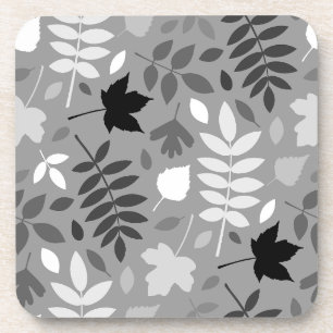 Posavasos Patrón Lg de hojas caídas monocromo en gris