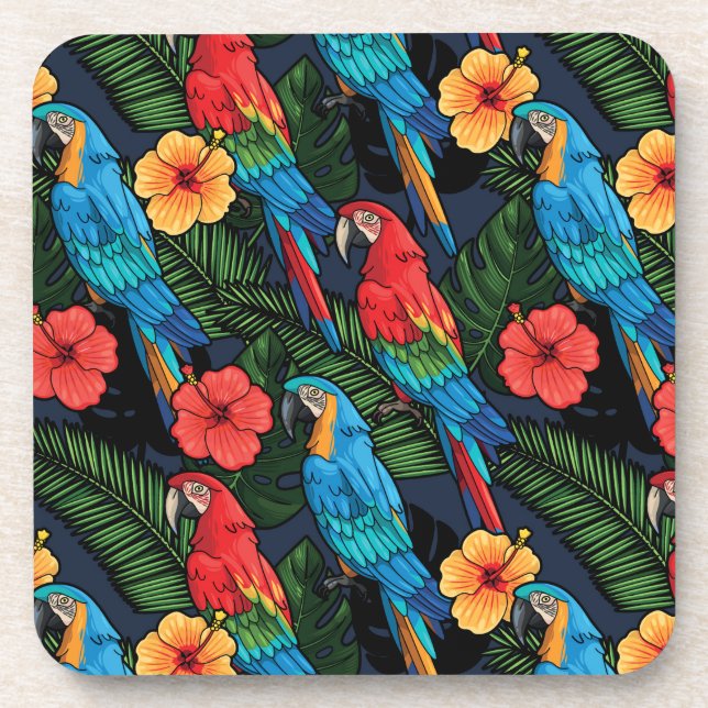 Posavasos Patrón Macaw E Hibiscus (Frente)