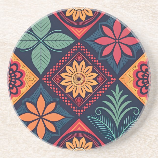 Posavasos Patrón mágico de las flores (Frente)