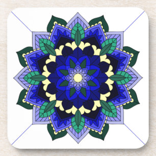 Posavasos Patrón Mandala 02 en azul oscuro