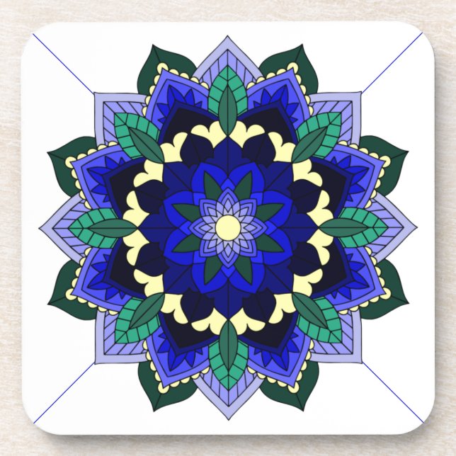 Posavasos Patrón Mandala 02 en azul oscuro (Frente)