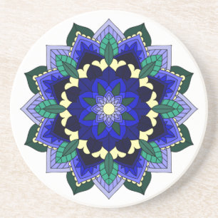 Posavasos Patrón Mandala 02 en azul oscuro