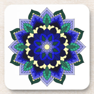 Posavasos Patrón Mandala 02 en azul oscuro