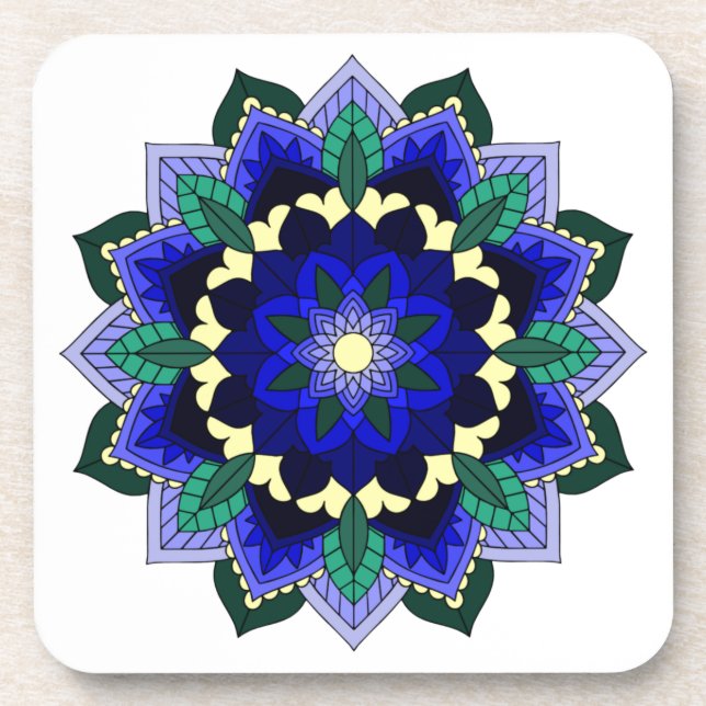 Posavasos Patrón Mandala 02 en azul oscuro (Frente)