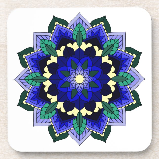Posavasos Patrón Mandala 02 en la montaña rusa azul oscuro (Frente)