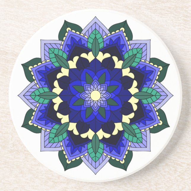 Posavasos Patrón Mandala 02 en la montaña rusa azul oscuro (Frente)