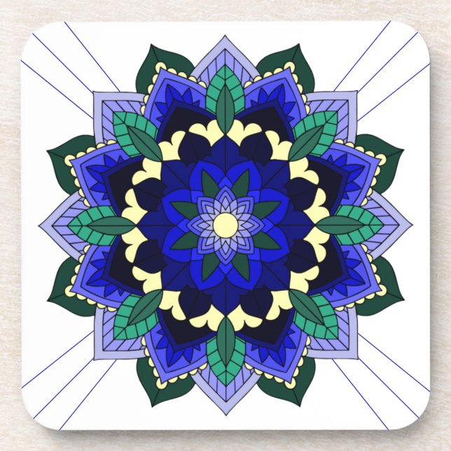 Posavasos Patrón Mandala 02 en la montaña rusa azul oscuro (Frente)