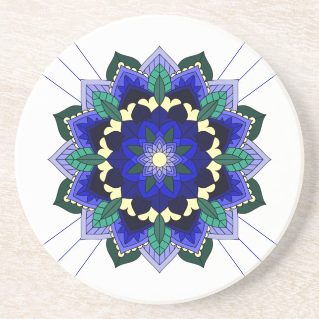 Posavasos Patrón Mandala 02 en la montaña rusa azul oscuro (Frente)