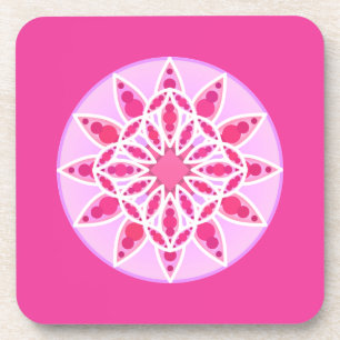 Posavasos Patrón Mandala en rosa, fucsia y blanco