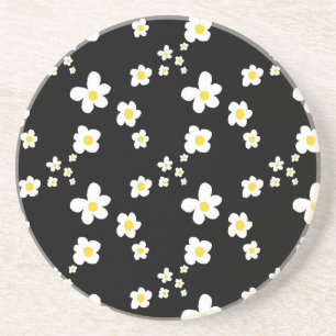 Posavasos Patrón margarita de tendencia blanco negro amarill
