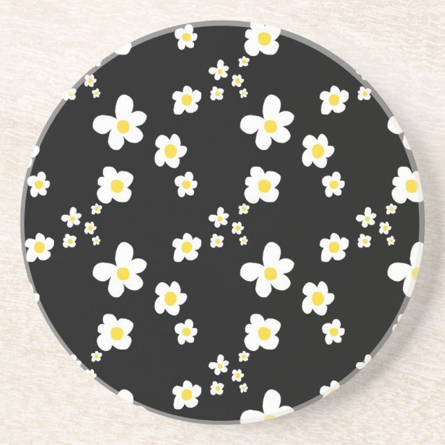 Posavasos Patrón margarita de tendencia blanco negro amarill (Frente)