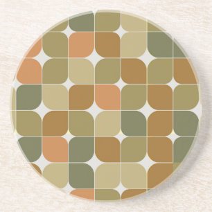 Posavasos Patrón marrón naranja beige abstracto de mediados 