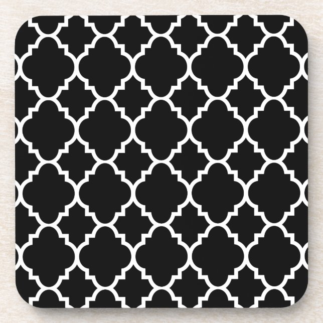 Posavasos Patrón marroquí de Cuatrefol Blanco Negro (Frente)
