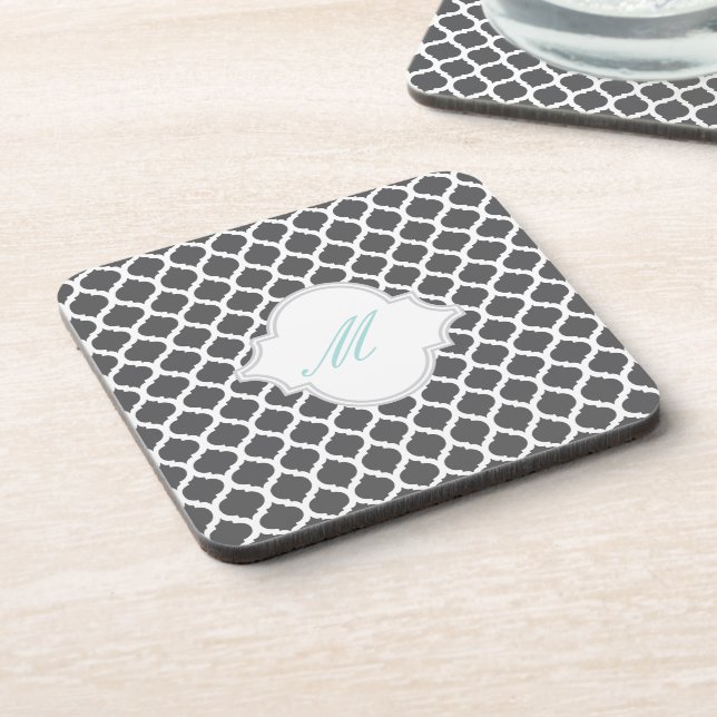 Posavasos Patrón marroquí gris con escayola de corcho monogr (Lado Izquierdo)