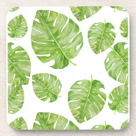 Posavasos Patrón Moda suave hoja de plátano blanco verde