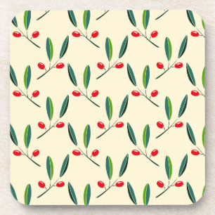 Posavasos Patrón moderno de bayas rojas ilustradas