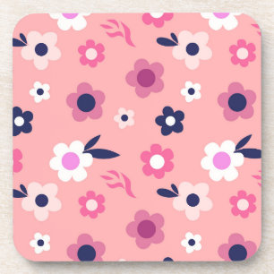 Posavasos Patrón moderno de flor rosa cúpula