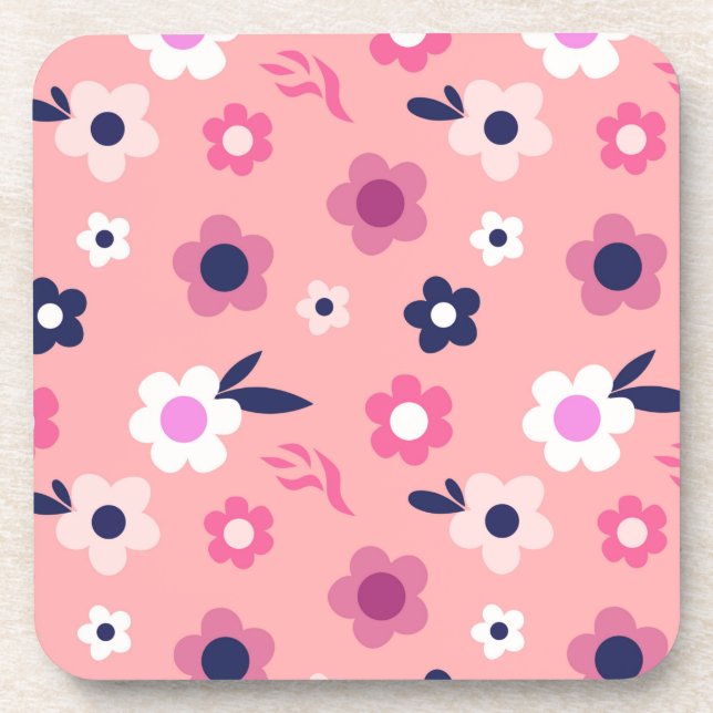Posavasos Patrón moderno de flor rosa cúpula (Frente)