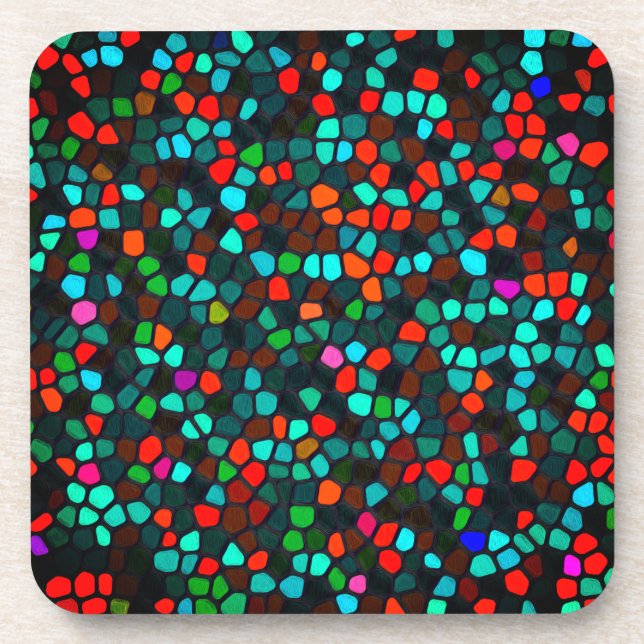 Posavasos Patrón mosaico multicolor (Frente)