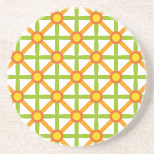 Posavasos Patrón naranja verde y amarillo de inspiración ret
